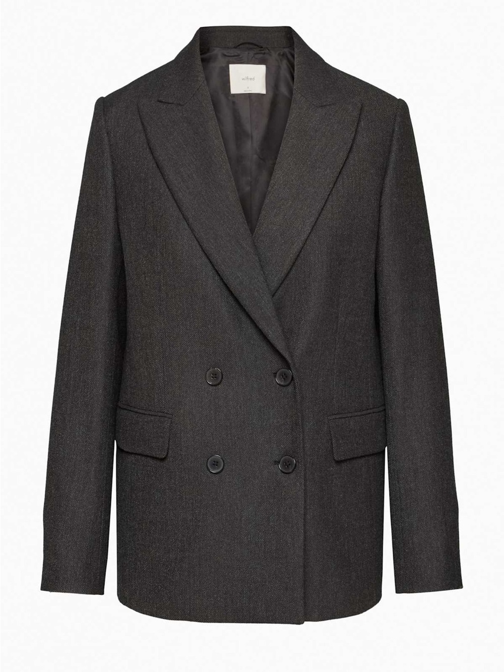 Aritzia Wilfred Margaux Blazer Double-Breasted Blazer Size 2 In Heather Charcoal